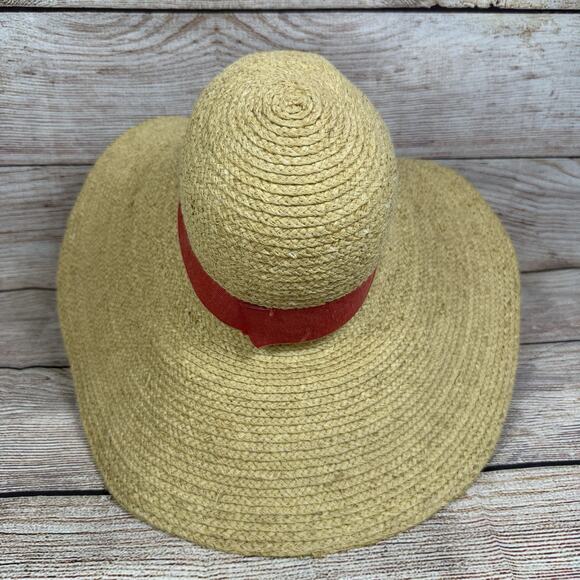 Filippo Catarzi Vintage 100% Raphia Straw Floppy Sun Hat Made in Italy Beach - Picture 5 of 14